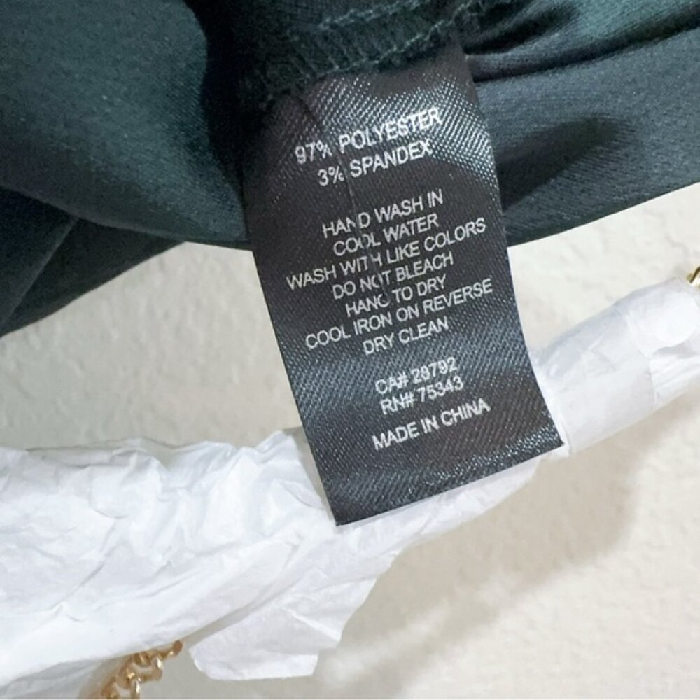 NWT Rachel Zoe Green Satin Slip Midi Skirt with Pearl Chain - Picture 6 of 7